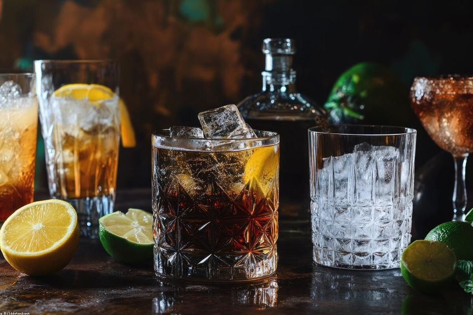 Cocktail glasses on a bar (placeholder)