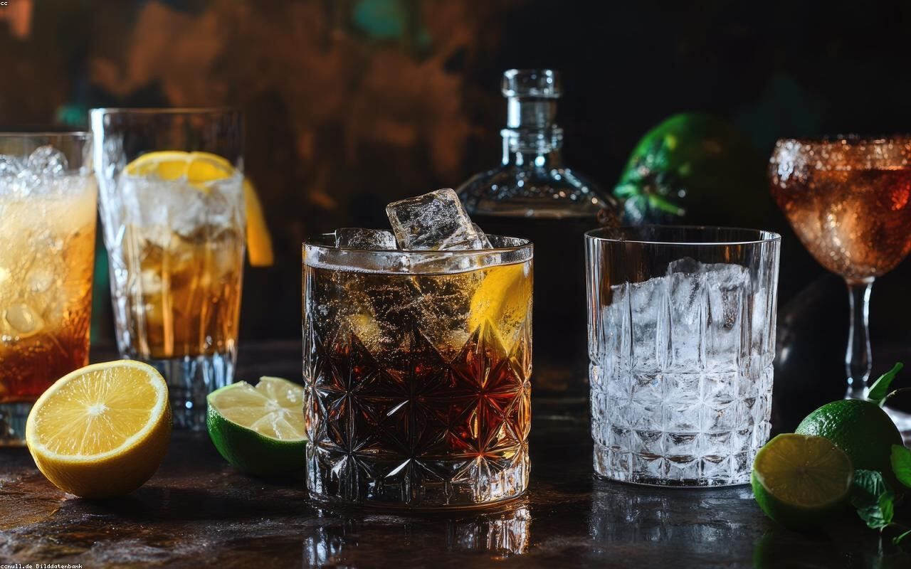 Cocktail glasses on a bar (placeholder)